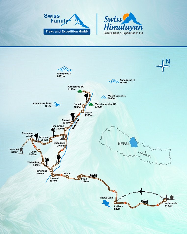 annapurna sanctuary trek map